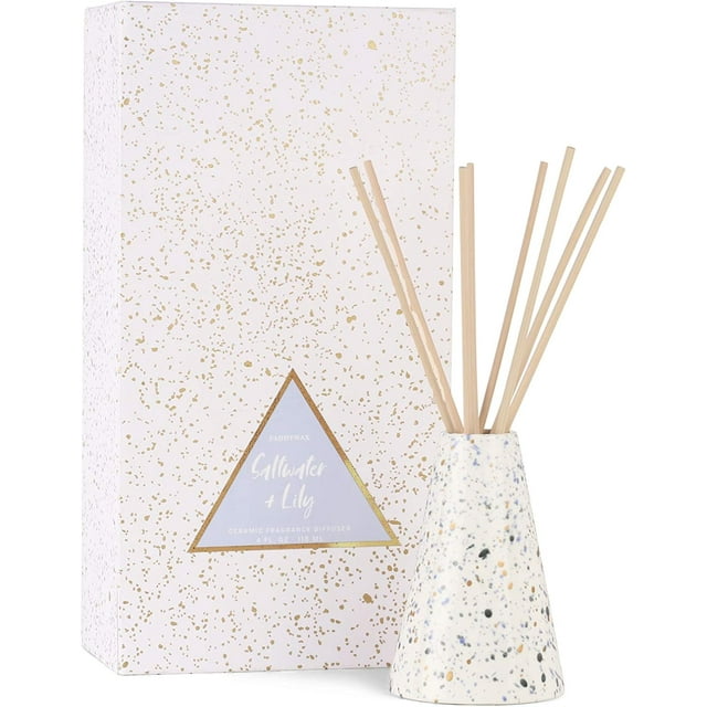 Paddywax Confetti Collection Reed Diffuser Set, 4 oz, Salt Water + Lily