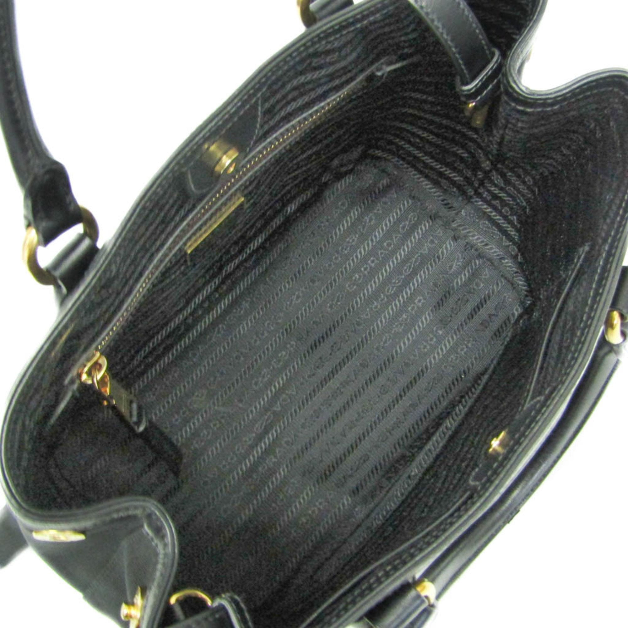 Pre-Owned Prada LOGO JACQUARD 1BA172 Women's Leather,Jacquard