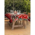 thumbnail image 2 of Outdoor Tablecloth with Umbrella Hole and Zipper, Christmas Red Check Rectangle Table Cloth 60x120 Inch Waterproof Tablecloth, Poinsettia Xmas Flower Snowflake Berry Picnic Table Cover for Patio, 2 of 7