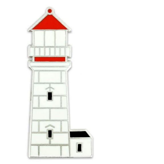 PinMart's White Brick Lighthouse Nautical Enamel Lapel Pin