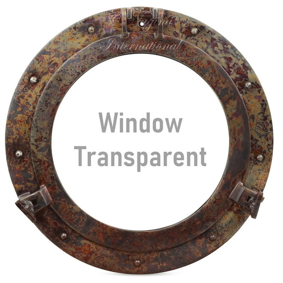 Nagina International Rustic Copper Shipwrecked Premium Nautical Porthole Mirror | Nautical Bathroom Mirrors (30 Inches, Aluminum Window)