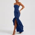 thumbnail image 4 of Oplxuo Women's Cocktail Party Dresses Strapless Bodycon Maxi Dress Ribbed Sexy High Split Mermaid Prom Dresses, 4 of 7