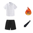 thumbnail image 4 of Purcolt Boys 3 Piece Formal Matching Set Dressy Casual Short Sleeve Point Collar Shirt Black Pocket Dress Shorts with Necktie or Bow Tie for 2-15Years, 4 of 8