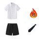 thumbnail image 4 of Odeerbi Niños 3 Piezas Caballero Traje Formal Preppy Vestido de Manga Corta Camisa de Vestido y Traje Pantalones Cortos Con Corbata Uniforme Escolar Conjunto, 4 of 6