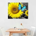 thumbnail image 2 of GOSMITH Bathroom Decor Sunflower Canvas Wall Art Blue Butterfly Picture Flowers Florals Painting Yellow Gray Artwork Framed for Bedroom Kitchen Dinning Room Living Room Office Home Decor, 2 of 4