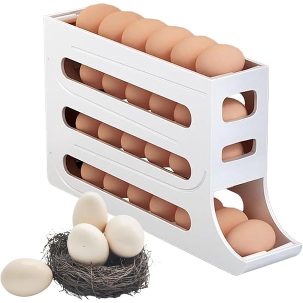 Estante de Almacenamiento de Huevos de Cuatro Capas, Dispensador Automático de Huevos de 4 Capas, Organizador Automático de Huevos para Nevera, Dispensador de Huevos para Refrigerador