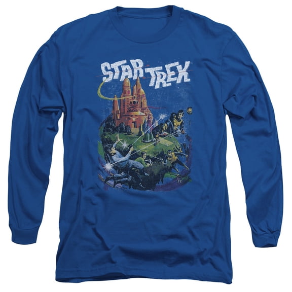 Star Trek Vulcan Battle Long Sleeve Adult 18/1 T-Shirt Royal Blue