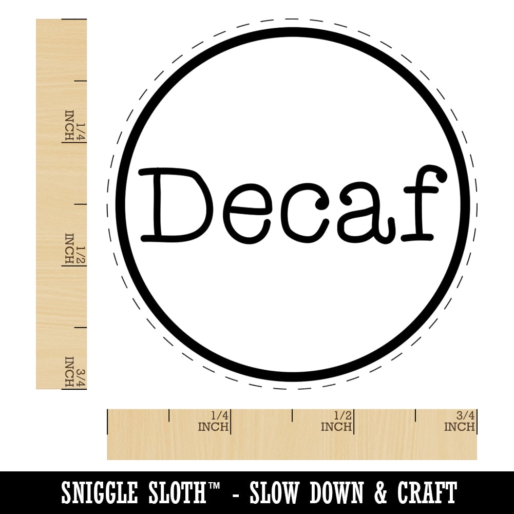 Decaf Coffee Label Self-Inking Rubber Stamp Ink Stamper - Black Ink - Small 3/4 Inch