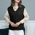 thumbnail image 4 of MESSUEN Sweater Vest Knitted Sweater Cable Knit Sweater Women Warm Vest for Women Womens Shirts Dress Blouses for Women Womens Shirts Summer Black 4XL, 4 of 5