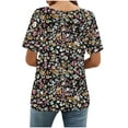 thumbnail image 4 of Sexlip Womens Short Sleeve Blouse Dense Floral Cluster Print Crew Neck Loose Sleeve Soft Fabric Relaxed Silhouette for Daily Casual Wear Red XXL, 4 of 7