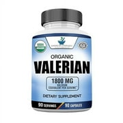 American Standard Supplements Organic Valerian 1800mg Per Serving  Vegan, Gluten Free, Non-GMO, 90 Capsules, 90 Servings