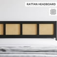 thumbnail image 3 of Bed Frame with Rattan Headboard and Footboard, Black Rattan Platform Bed Frame, Mattress Foundation, Noise-Free, No Box Spring Needed, Easy Assembly, 3 of 7