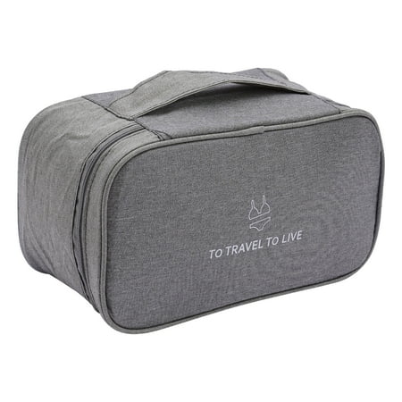 ChicHomey Travel Bra Underwaer Organizer Compact Lingerie Box Toiletry Bag Modern Grey