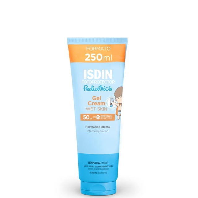 ISDIN Fotoprotector Pediatrics Gel Cream SPF 50+, Protector Solar Corporal para niños y bebes, El todoterreno de los fotoprotectores para la piel frágil del niño, 250