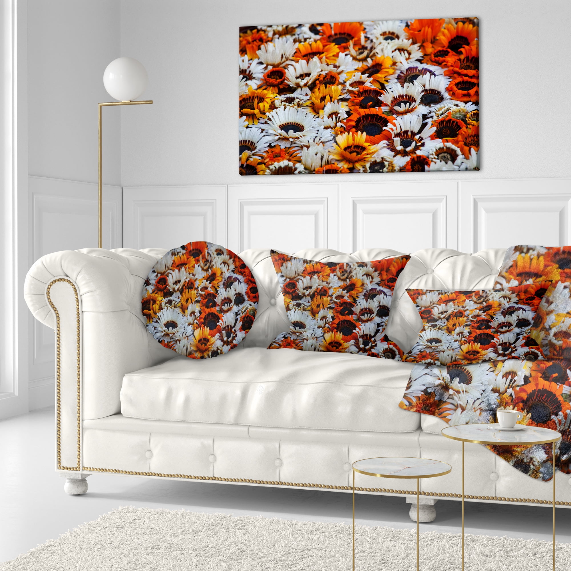 Designart 12" x 20" White Polyester Throw Pillow