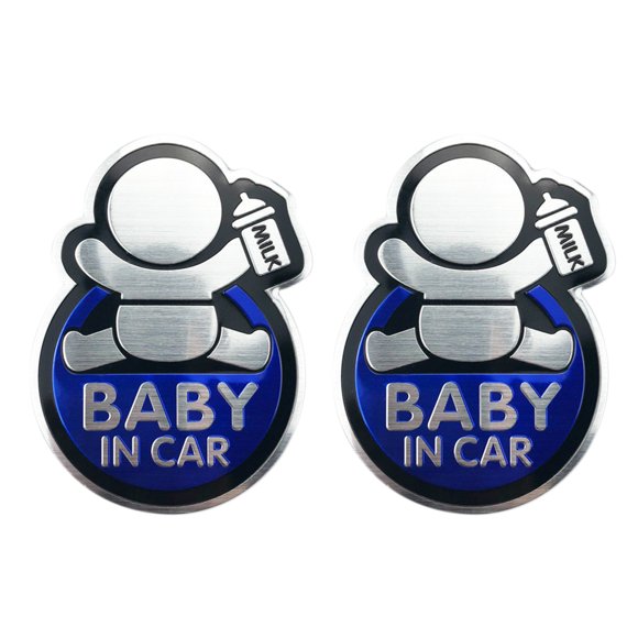 2X Autocollant Bébé dans la Voiture Autocollant en Aluminium Bébé à Bord de Voiture pour Octavia Fabia A,2 x Autocollant de Voiture,Bleu
