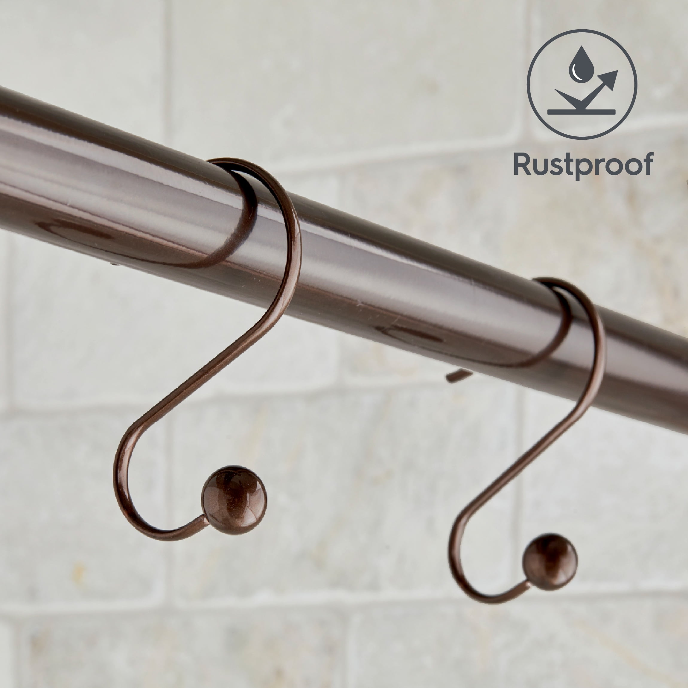 Better Homes & Gardens Bronze Ball Rust-Proof Steel Shower Hooks, Set of 12