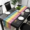 thumbnail image 5 of Colorful Gradient Plaid Table Runner Cotton Linen 120 Inch Holiday Dresser Scarves,Ombre Abstract Modern Check Tablerunner for Kitchen Coffee Dining Bedroom Living Room Dinner Scarf Décor 13''x120'', 5 of 9
