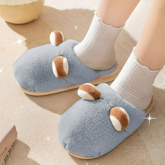 AURIGATE Bear Slippers for Women Cute Fluffy Slippers Memory Foam House Slippers Warm Plush Bedroom Anti-Slip House Shoes Outdoor Indoor Christmas Gift