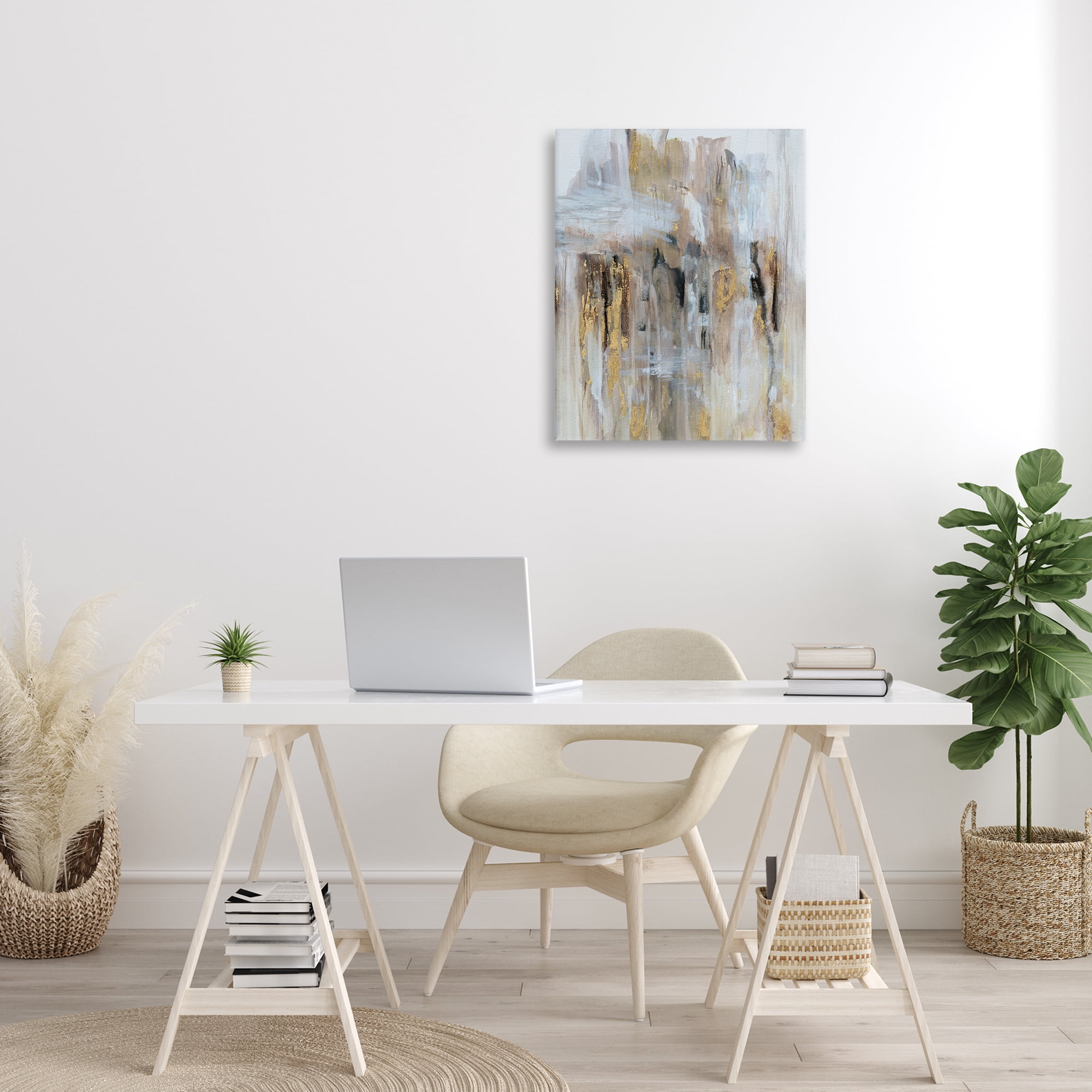 Stupell Industries Abstract Paint with Glam Accents Abstract Painting Gallery Wrapped Canvas Art Print Wall Art, 24 x 30