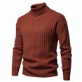 thumbnail image 3 of ZCFZJW Men's Slim Fit Mock Turtleneck Pullover Sweater Fall Lightweight Casual Long Sleeve Basic Cable Knitted Thermal Sweaters Red XL, 3 of 5