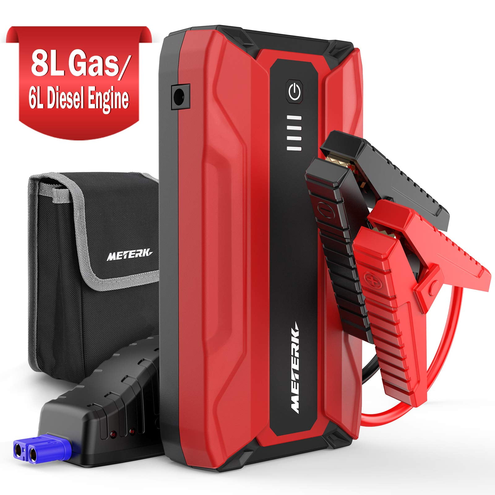 Meterk 1500A Peak 18000mAh Car Jump Starter up to 8.0L Gas, 6.0L Diesel Engine with LCD Screen,12-Volt Ultra Safe Portable Lithium Car Battery Jump Starter,USB Quick Charge with Built-in LED Light 