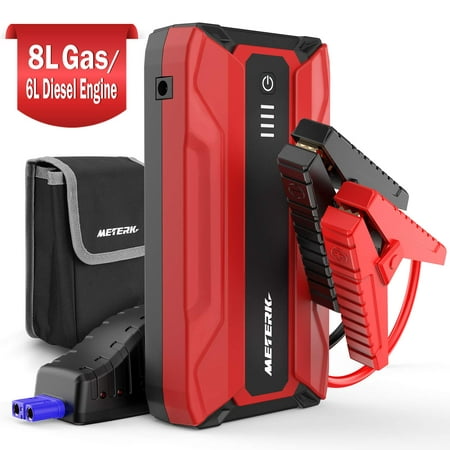Meterk 1500A Peak 18000mAh Car Jump Starter Up to 8L Gas, 6L Diesel Engine, USB Quick Charge, 12V Auto Battery Booster, Portable Power Pack with Built-in LED Light