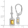 thumbnail image 2 of 925 Sterling Silver 7x5 Citrine Leverback Earrings Drop Dangle, 2 of 6