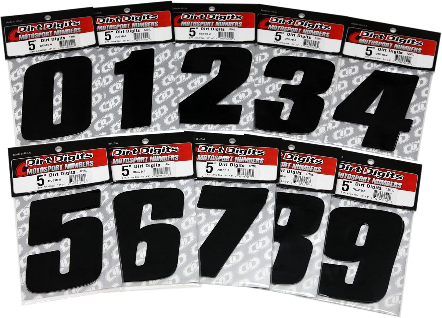 Dirt Digits DD73B-4 Black 7" High-Gloss Precision Die Cut Vinyl Number 4, 3 Pack