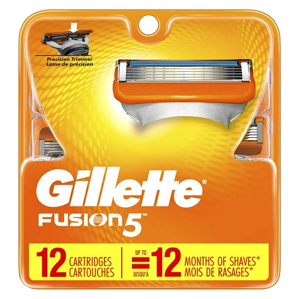 Gillette Fusion5 Rasoir pour Homme avec 5 Lames Anti-Friction et Coupe-Herbe de Précision, 12 Recharges de Lames
