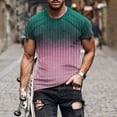 thumbnail image 2 of Gradient Shirts for Men Summer Short Sleeve Crew Neck Stripe T-Shirt Fashion Athletic Gym Workout Loose Fit Tee, 2 of 5