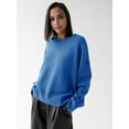 thumbnail image 2 of Women Long Sleeve Knit Sweater Jumper O Neck Tops Pullovers Casual Loose Sweater Blue One Size, 2 of 7