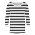 thumbnail image 5 of HOMBOM 3/4 Sleeve Shirts for Women Y2k Stripes Gray Crew Neck New arrivals Colorful Tunnic Blouse, 5 of 5
