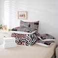 thumbnail image 6 of jejeloiu Pink White Black 7pcs Bedding Comforter Set,Leopard Cheetah Pattern Queen Bedding Sets,Wild Zebra Print Queen Sheet Sets For Teens,Breathable Home Decor Reversible, 6 of 8