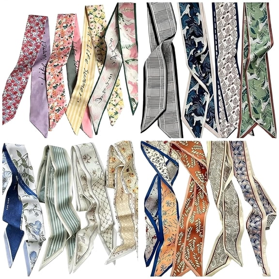 16 Pack Fashion Scarves for Women, Versatile Boho Head Scarf, Satin Scarf for Hair, Neck, Wrist, and Purse Accessories