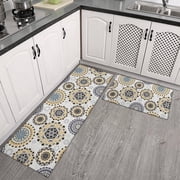Anti Fatigue Kitchen Rug Sets 2 Piece Non Slip Kitchen Mats for Floor Cushioned Kitchen Rugs and Mats Waterproof Comfort Standing Mat Runner for Kitchen,Home Office,Sink,Laundry