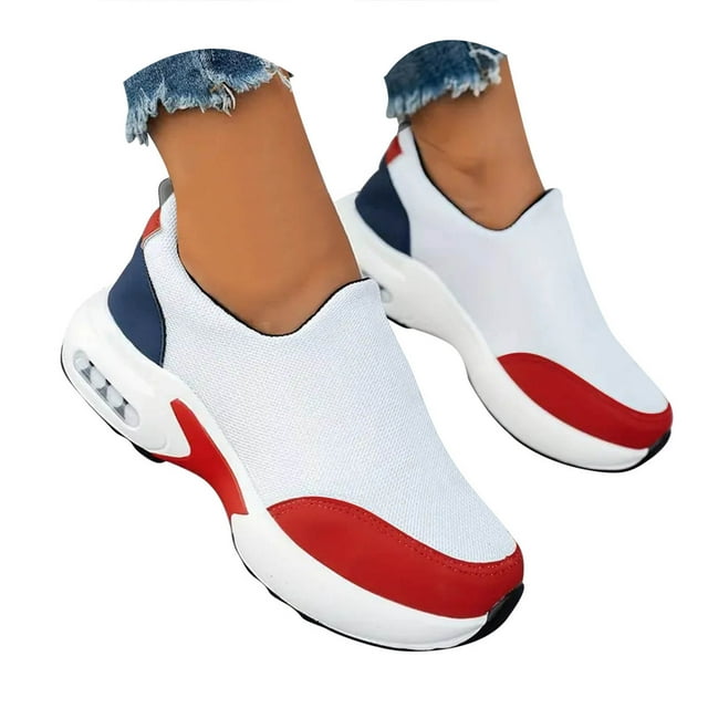 Mepaouo Chaussures de Marche pour Femmes à Enfiler Espadrilles-Chaussettes Dames Soins Infirmiers Travail Coussin d'Air Course Tennis