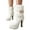 1White, variant on IUJSOY Platform Boots for Women Buckle Strap Fuzzy Plush Heeled Ankle Boots Zipper Dress Booties