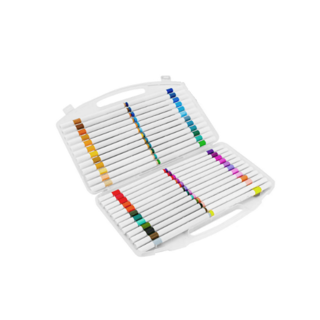 48 Colores Marcadores Acrílica Pincel Plumones Punta Pincel estuche Lab.G Blanco