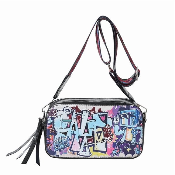 Stylish graffiti letter camera bag for women, shoulder bag, crossbody bag, mom bag