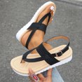 thumbnail image 5 of Sandals for Women 2025, Xunlbb Women's Summer New Big Size Casual Herringbone Wide Strap Toe Strap Pigmented Flat Sandals(Black,Size:36), 5 of 7