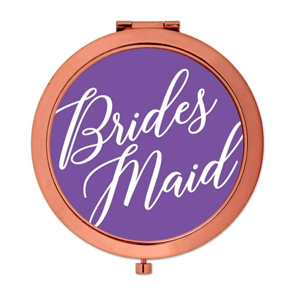Koyal Wholesale Rose Gold Compact Mirror Bridesmaid Wedding Gift, Royal Purple, 1-Pack