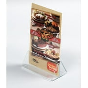 Case of 50, Acrylic Holder 4”w x 1-1/2”h x 2”d Clear Plexiglas Table Tent Accommodates 4”w Images – Lucite Countertop Sign Display Holds Thick Paper and Stock Card (CLIP415C)