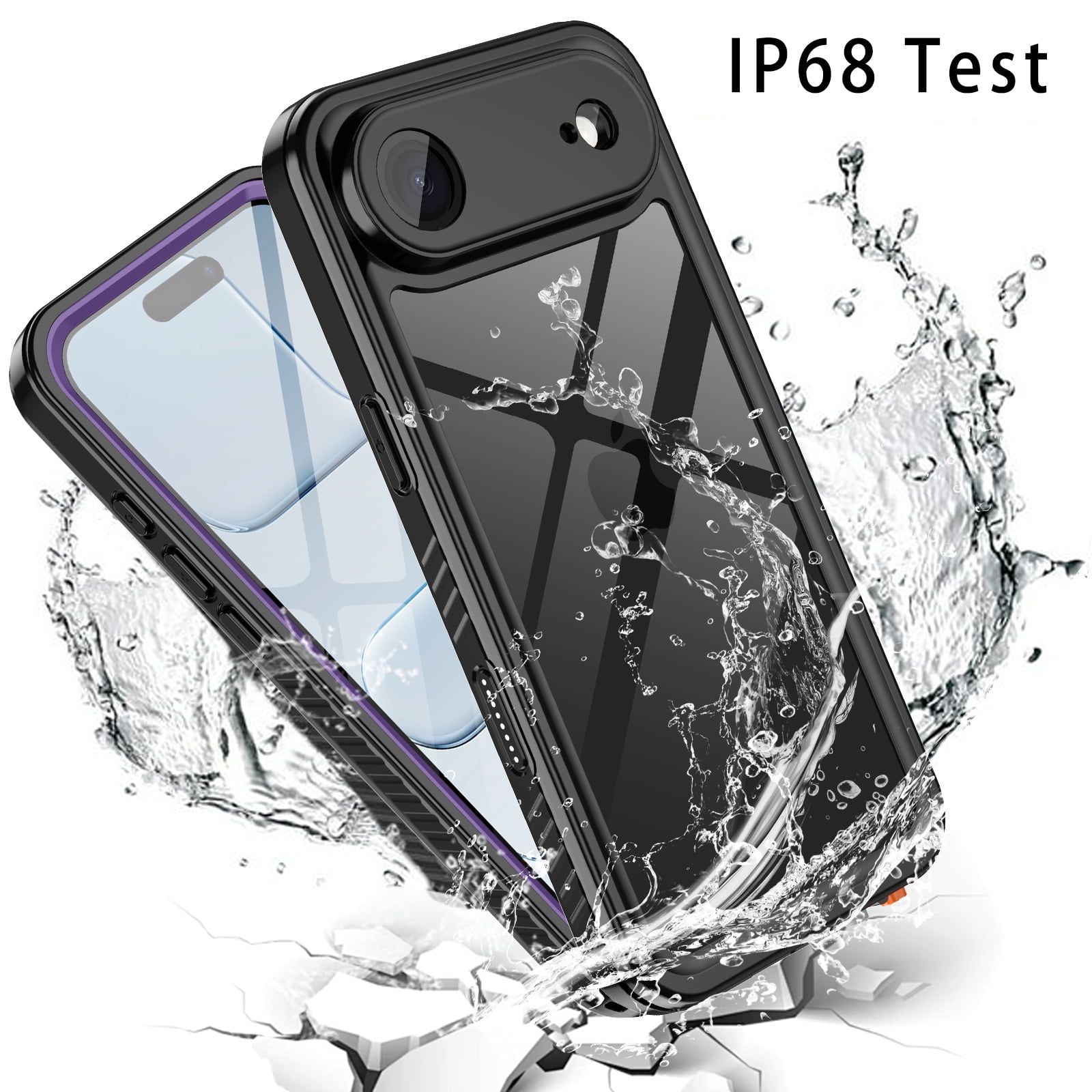 Casetego For iPhone Air Case,IP68 Waterproof 16FT Underwater Military Dustproof Shockproof Rugged with Built-in Screen Protector Full Protect Phone Cover with Lanyard,Purple
