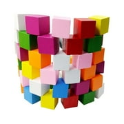 50 Pieces Assorted Wooden Shapes Blocks Cube Embellishments for Games Toys Crafts 15mm