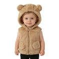 thumbnail image 2 of ZHOGXU Kids Teens Girls Hooded Vest Sleeveless Solid Color Zip Up Plush Soft Comfortable Warm Jacket With Pockets For Indoor Outdoor Wear,Gold,2-3 Years, 2 of 4