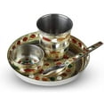 thumbnail image 1 of Beautiful Design Brass Bhog Thali Plate Laddu Gopal Krishan Ji Bhog Patra Set 4 Pieces, 1 of 4