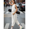 thumbnail image 4 of Czanzd Women's Backless Athletic Jumpsuit Wide Leg Sleeveless Romper with Pockets,White,l), 4 of 7