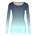 thumbnail image 3 of Women's Rib Knit Tops Stretch Crewneck Ribbed Womens Long Sleeve T Shirts Fitted Casual Basic Tees Tops, 3 of 4