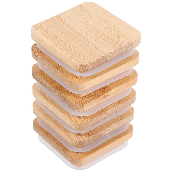 Hemobllo 6Pcs Bamboo Wood Lids with Airtight Seal for Mason Jars Natural Khaki Jar Covers